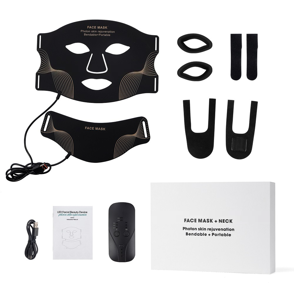 Mascarilla LED Facial y de cuello, kit completo en negro con su caja — Ritual